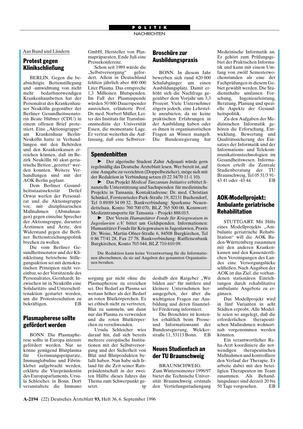 Vorschauseite 1: Spendenbitten