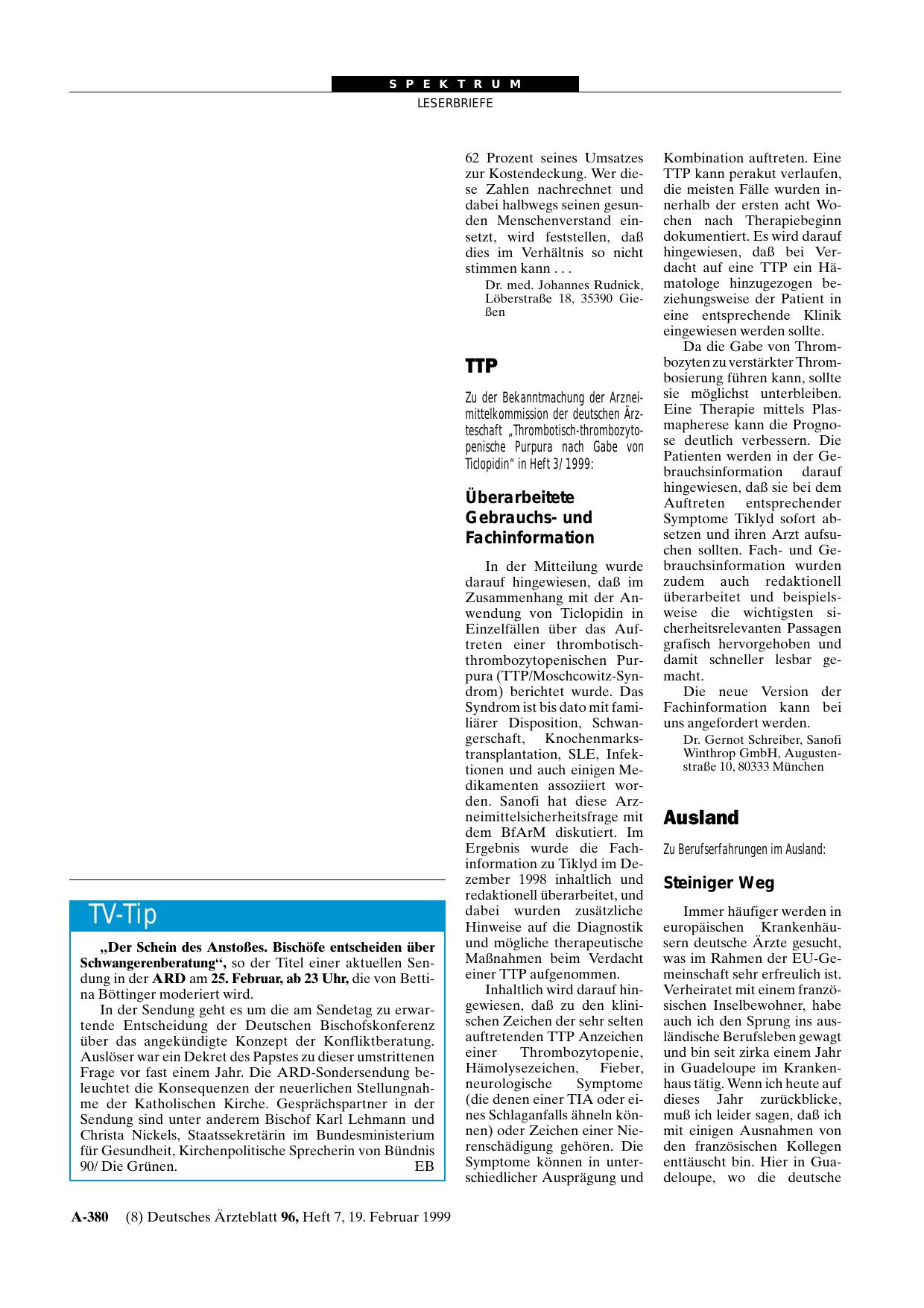 Vorschauseite 1: TV-Tip