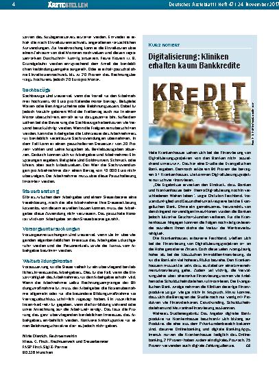Vorschauseite 1: Digitalisierung: Kliniken erhalten kaum Bankkredite