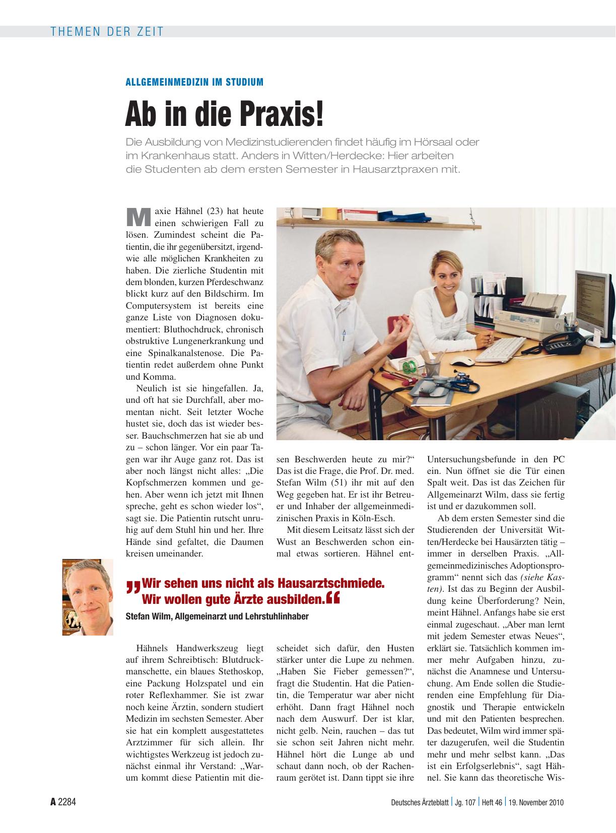 Vorschauseite 1: Allgemeinmedizin im Studium: Ab in die Praxis!