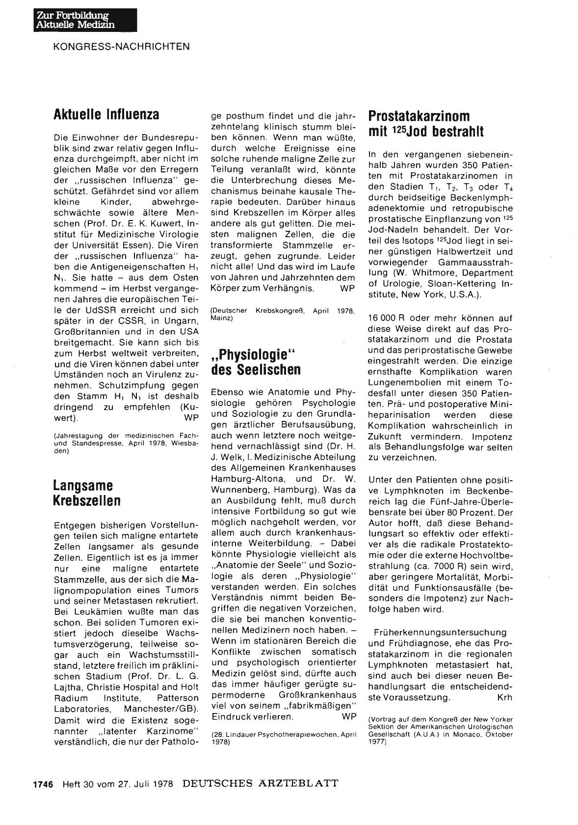 Vorschauseite 1: Prostatakarzinom mit 125Jod bestrahlt