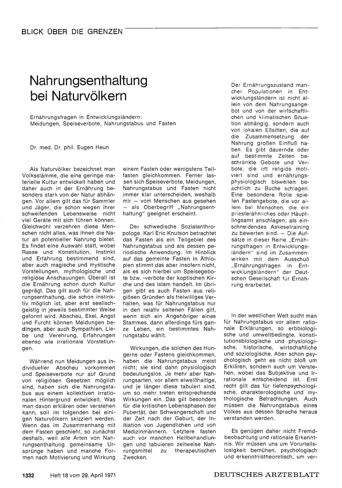 Vorschauseite 1: Nahrungsenthaltung bei Naturvölkern