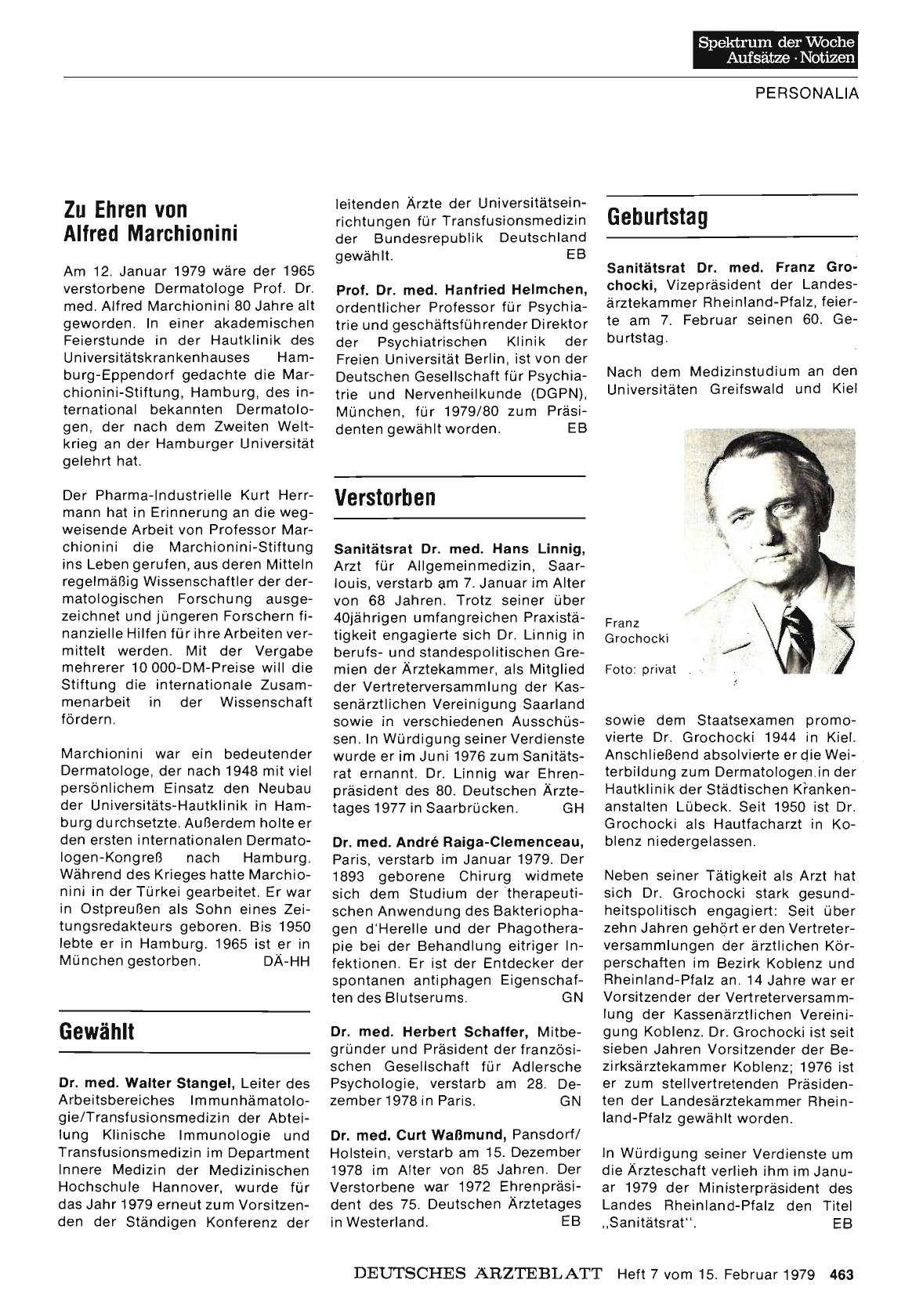 Vorschauseite 1: Zu Ehren von Alfred Marchionini