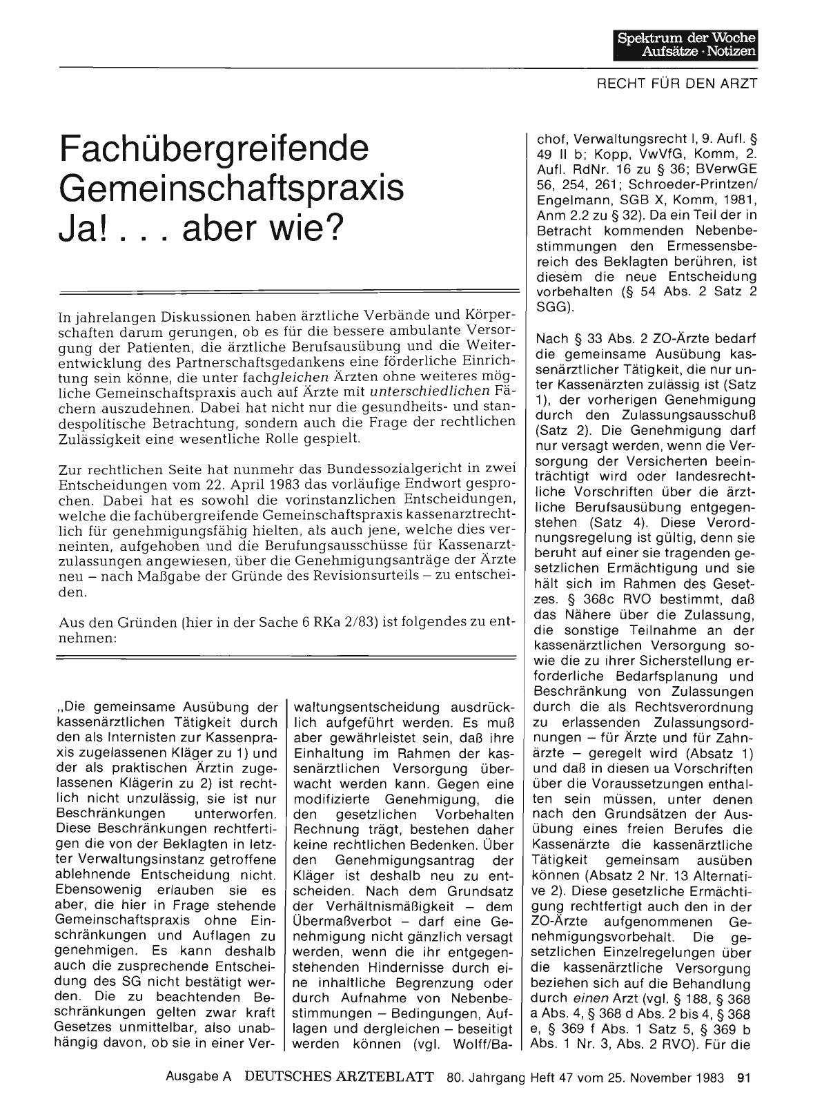 Vorschauseite 1: Fachübergreifende Gemeinschaftspraxis Ja! .. . aber wie?