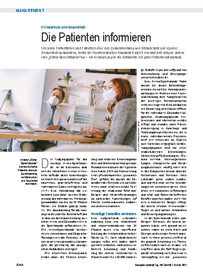 Vorschauseite 1: Klimaschutz und Gesundheit: Die Patienten informieren