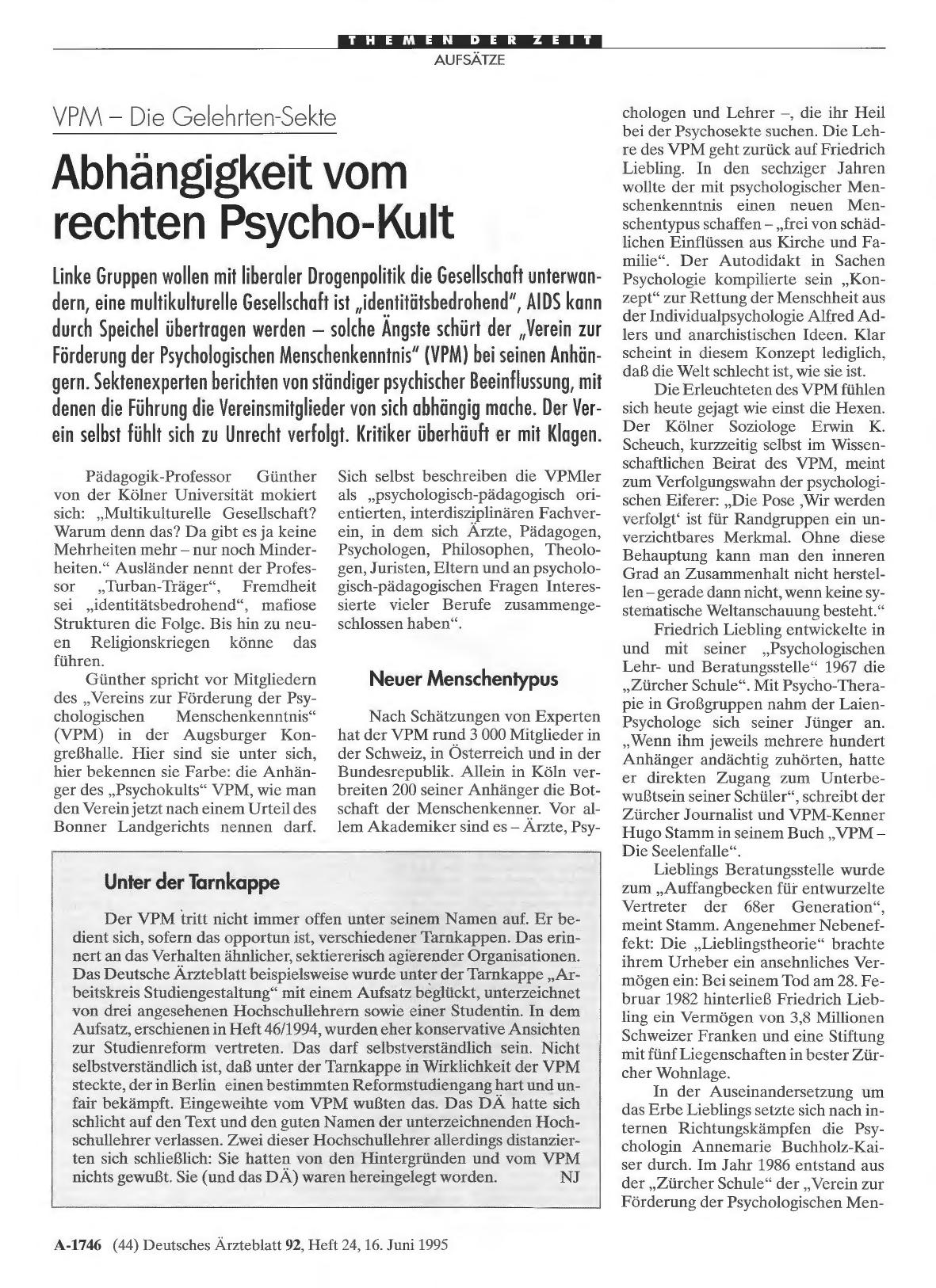 Vorschauseite 1: VPM – Die Gelehrten-Sekte: Abhängigkeit vom rechten Psycho-Kult