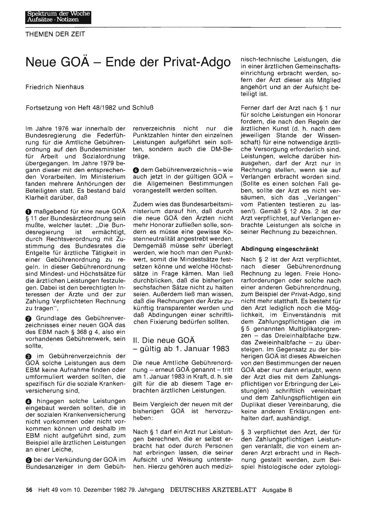Vorschauseite 1: Neue GOÄ — Ende der Privat-Adgo