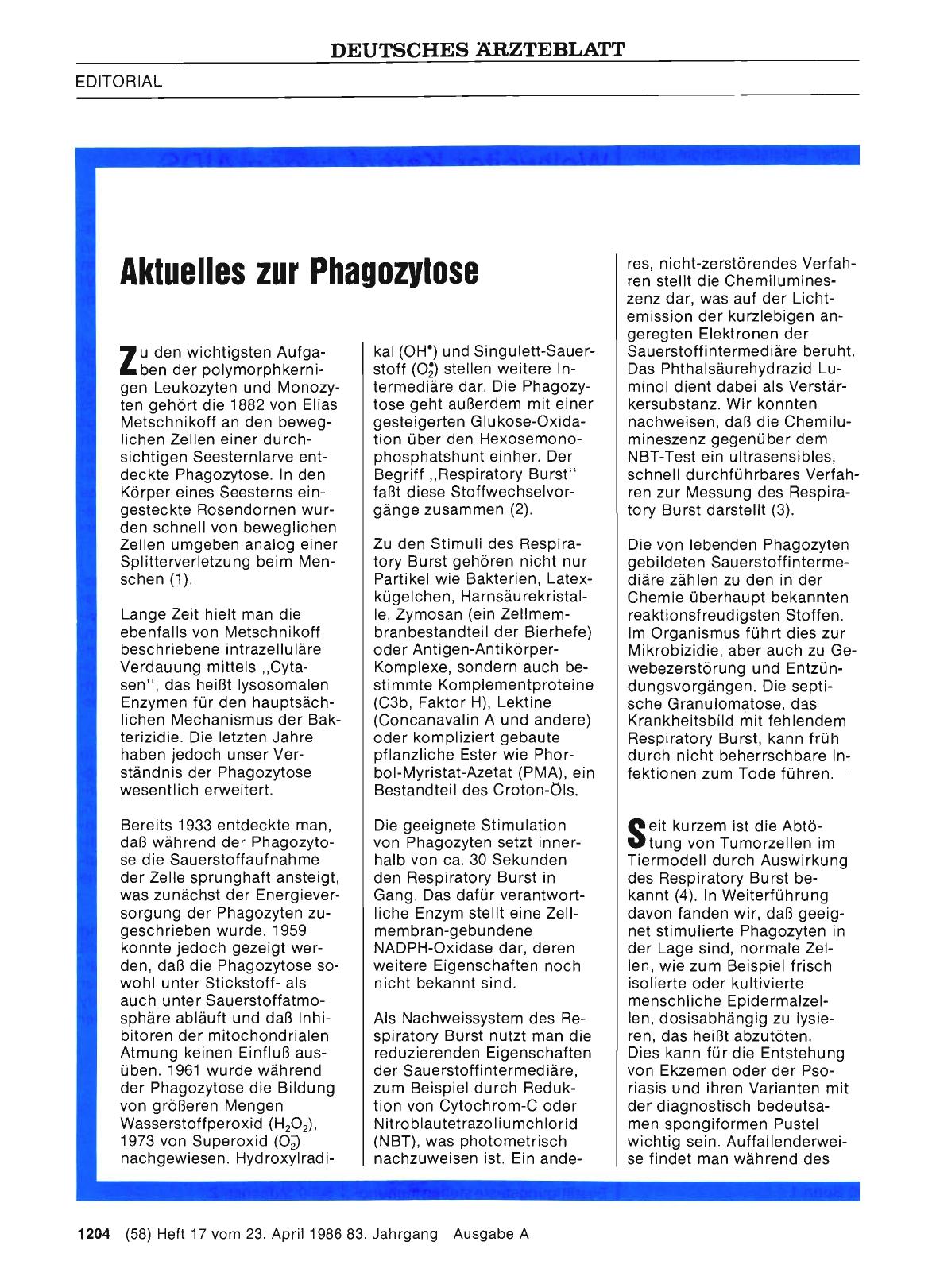 Vorschauseite 1: Aktuelles zur Phagozytose