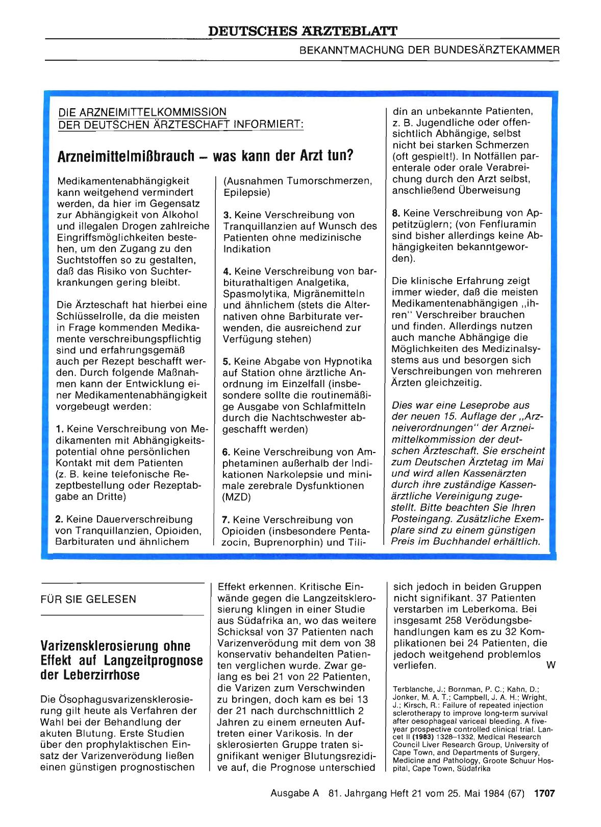 Vorschauseite 1: DIE ARZNEIMITTELKOMMISSION DER DEUTSCHEN ÄRZTESCHAFT INFORMIERT: Arzneimittelmißbrauch — was kann der Arzt tun?