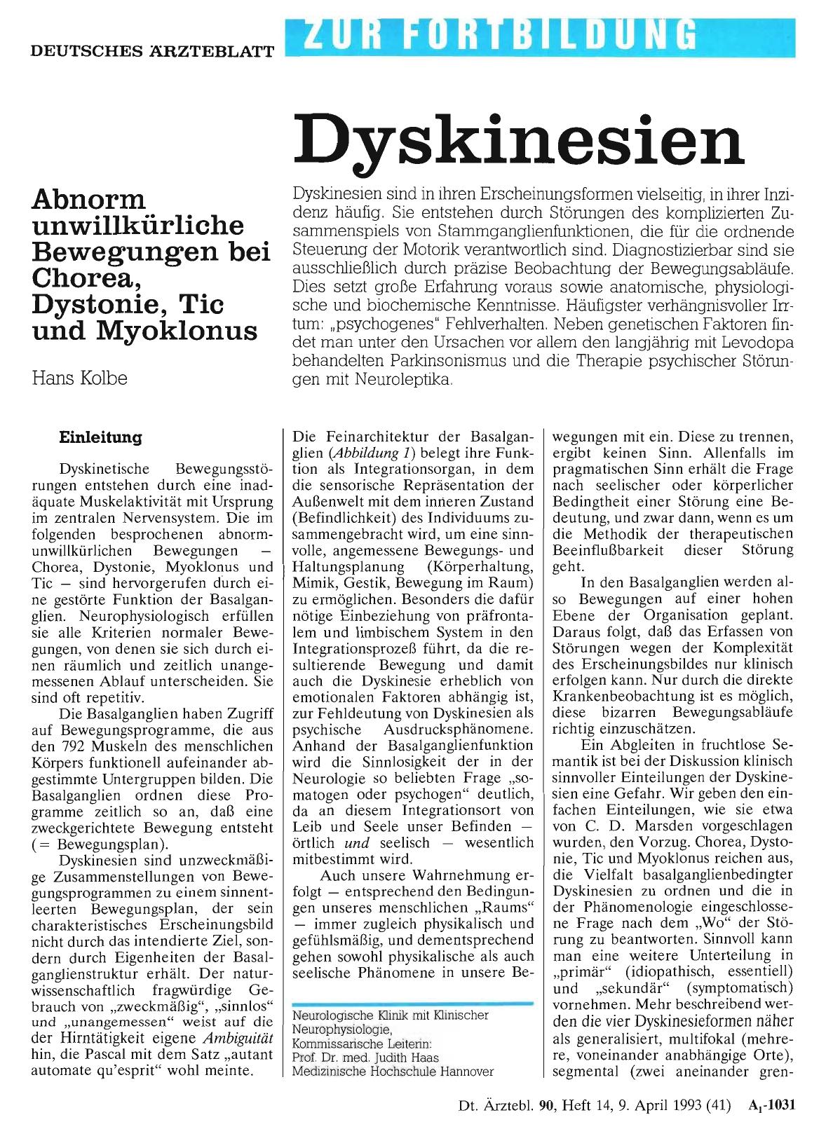 Vorschauseite 1: Dyskinesien