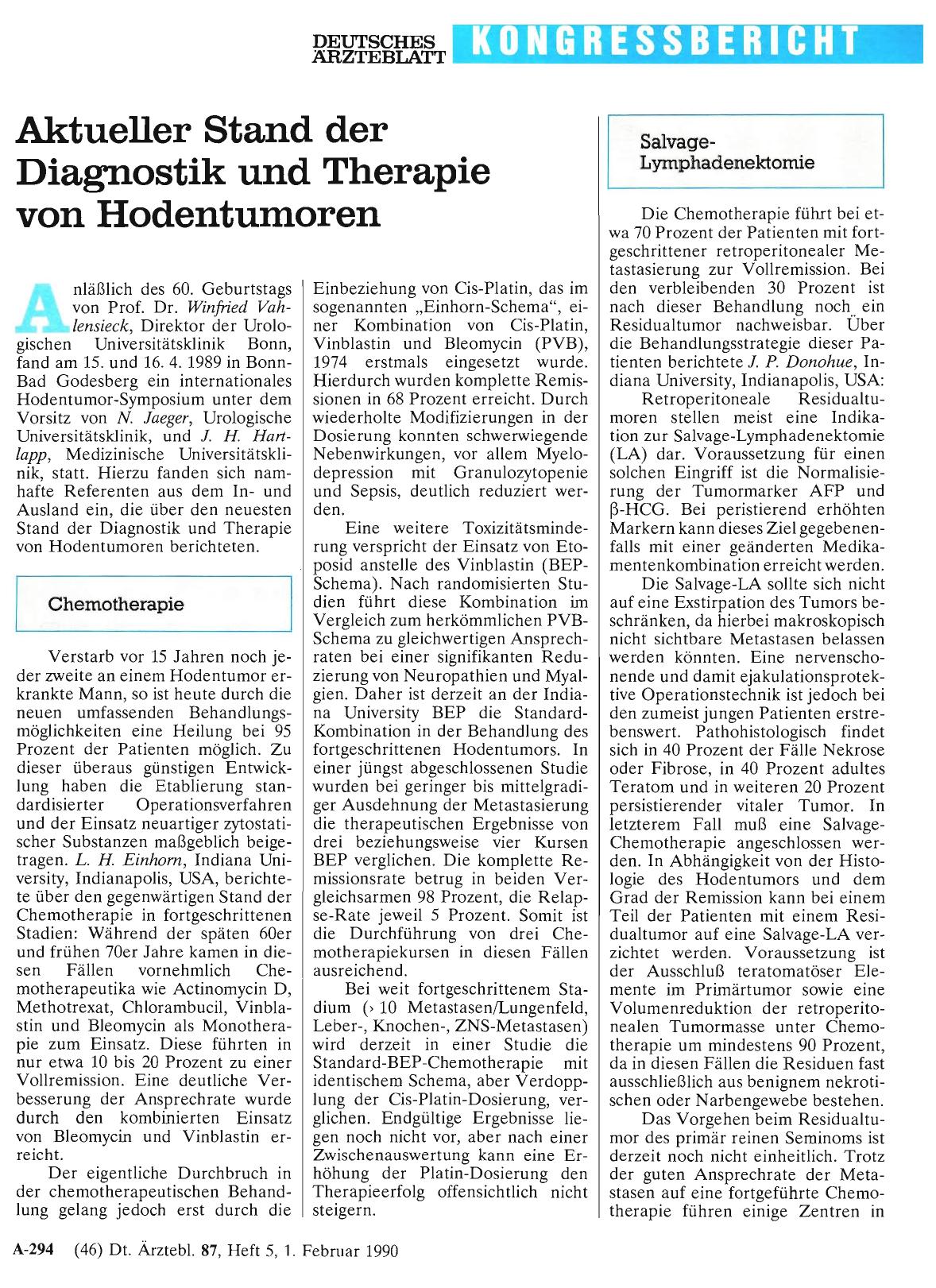 Vorschauseite 1: Aktueller Stand der Diagnostik und Therapie von Hodentumoren