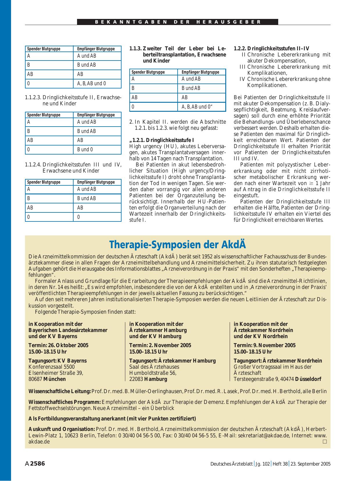 Vorschauseite 1: Therapie-Symposien der AkdÄ