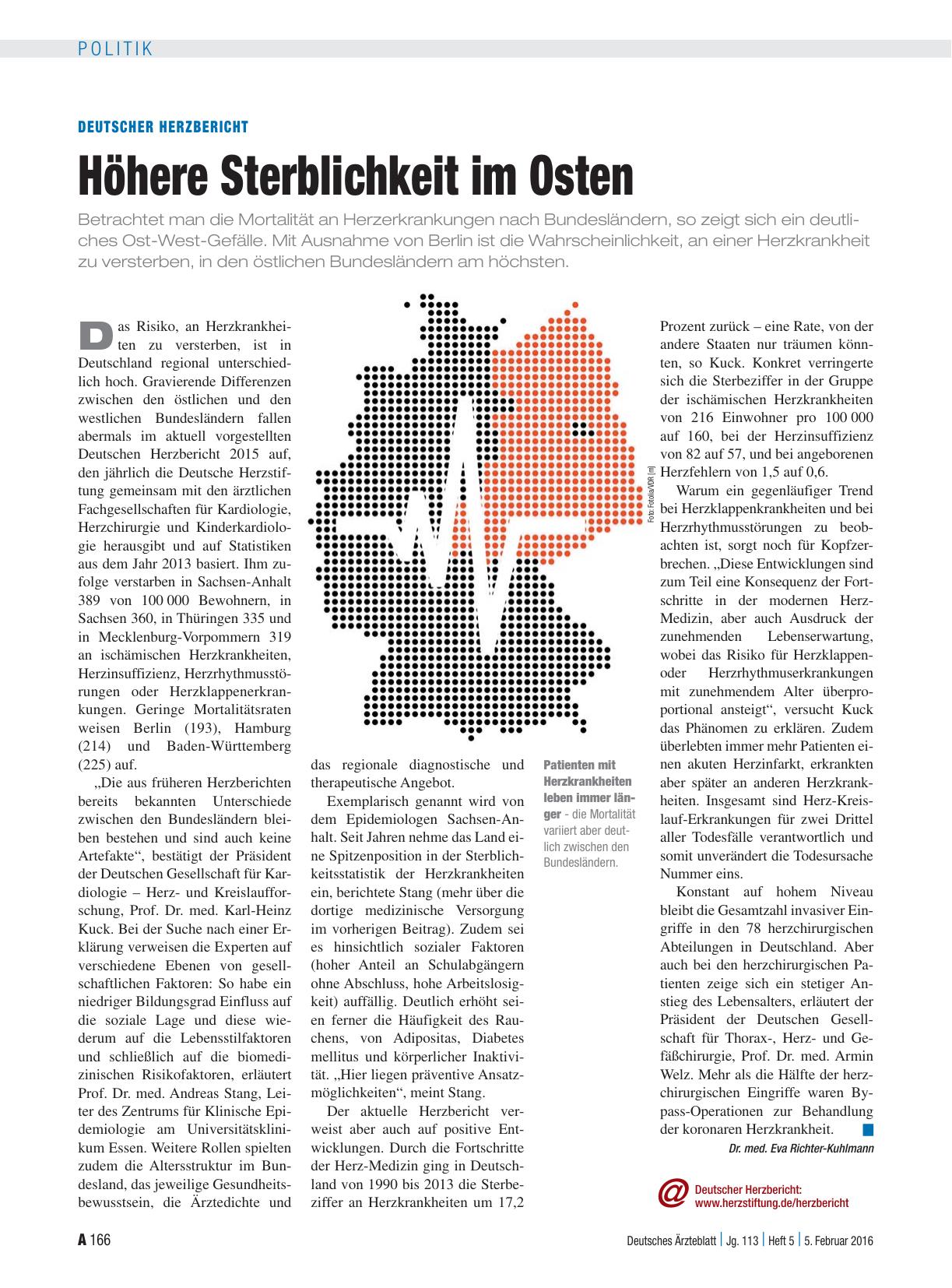 Vorschauseite 1: Deutscher Herzbericht: Höhere Sterblichkeit im Osten
