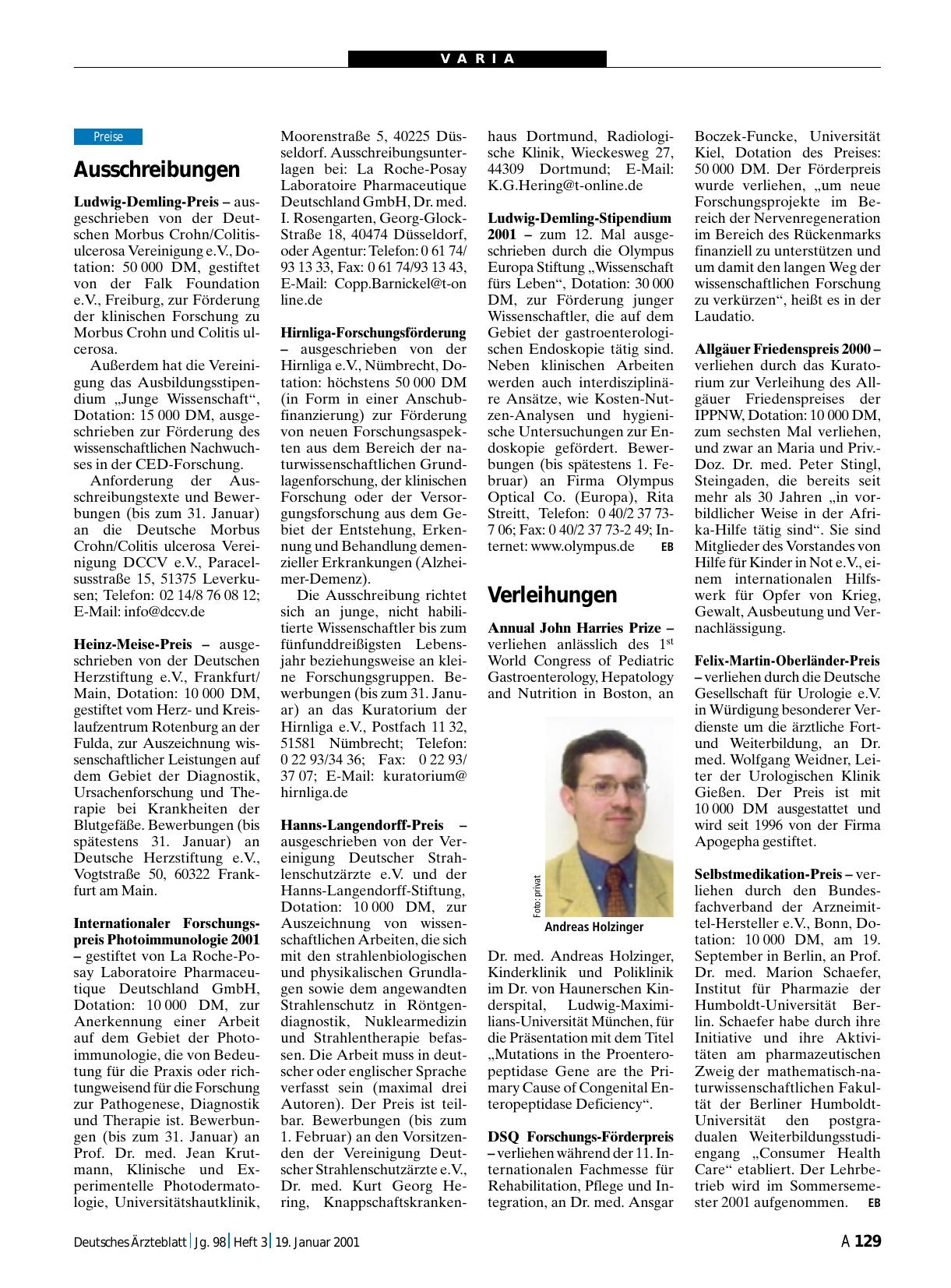 Vorschauseite 1: Ausschreibungen