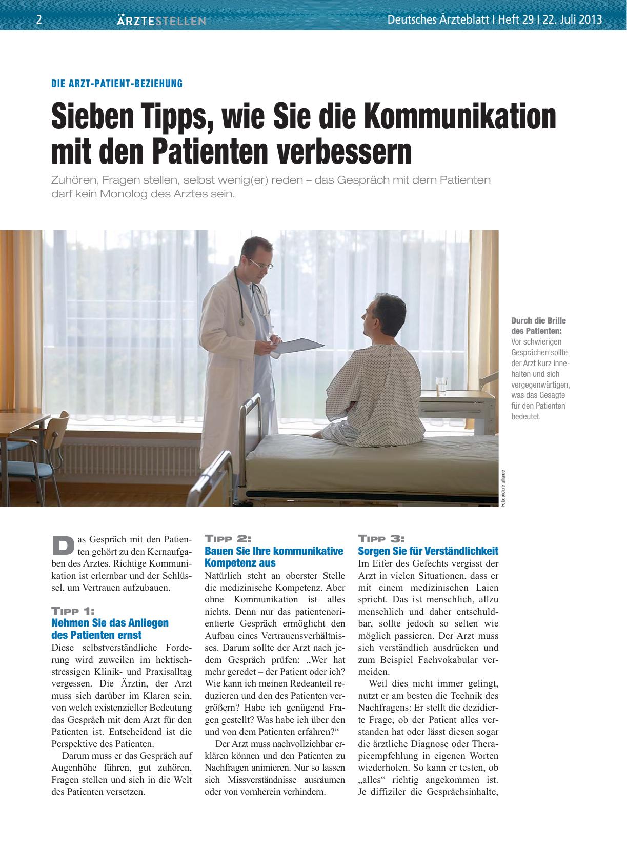 Vorschauseite 1: Die Arzt-Patient-Beziehung: Sieben Tipps, wie Sie die Kommunikation mit den Patienten verbessern