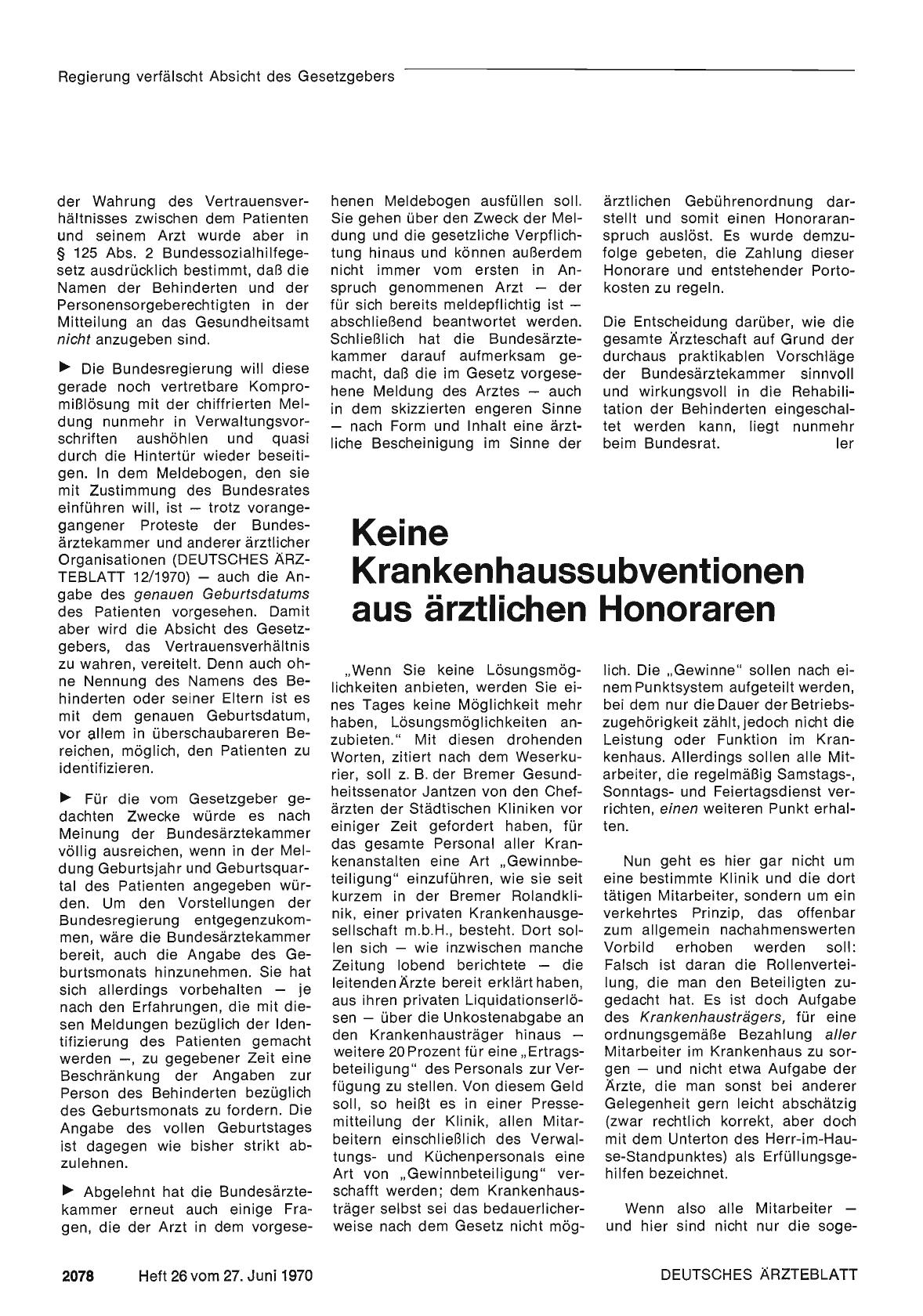 Vorschauseite 1: Keine Krankenhaussubventionen aus ärztlichen Honoraren