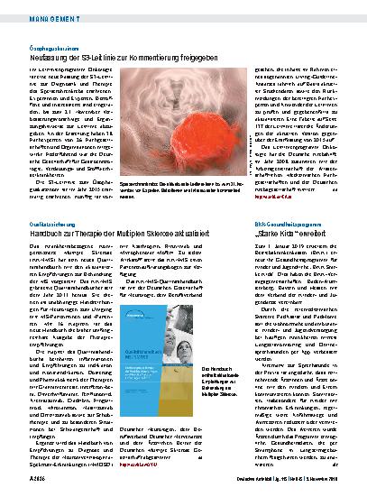 Vorschauseite 1: Qualitätssicherung: Handbuch zur Therapie der Multiplen Sklerose aktualisiert