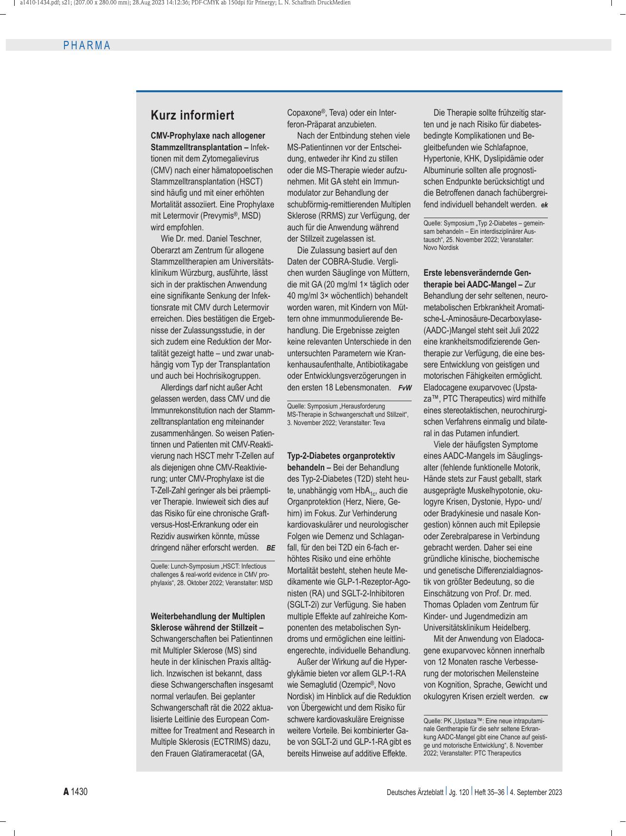Vorschauseite 1: Kurz informiert.
