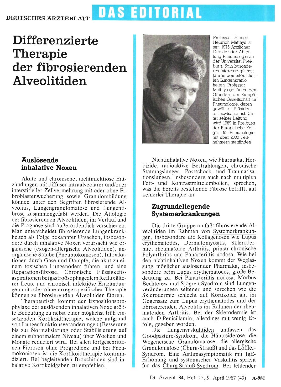Vorschauseite 1: Differenzierte Therapie der fibrosierenden Alveolitiden