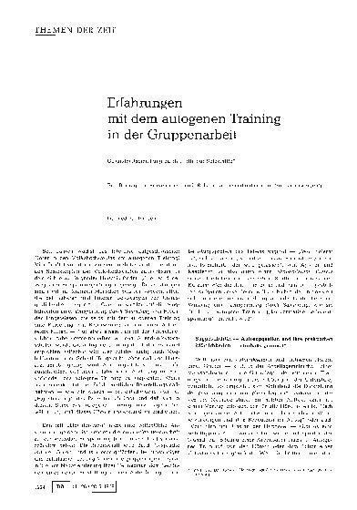 Vorschauseite 1: Erfahrungen mit dem autogenen Training in der Gruppenarbeit