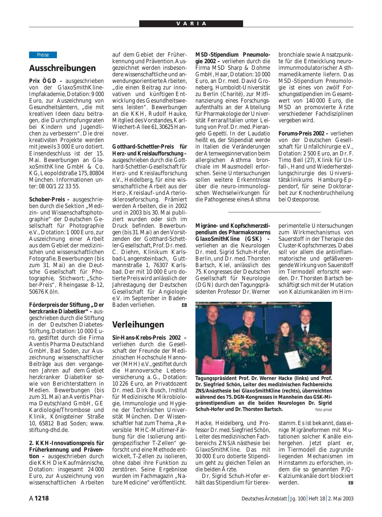 Vorschauseite 1: Ausschreibungen