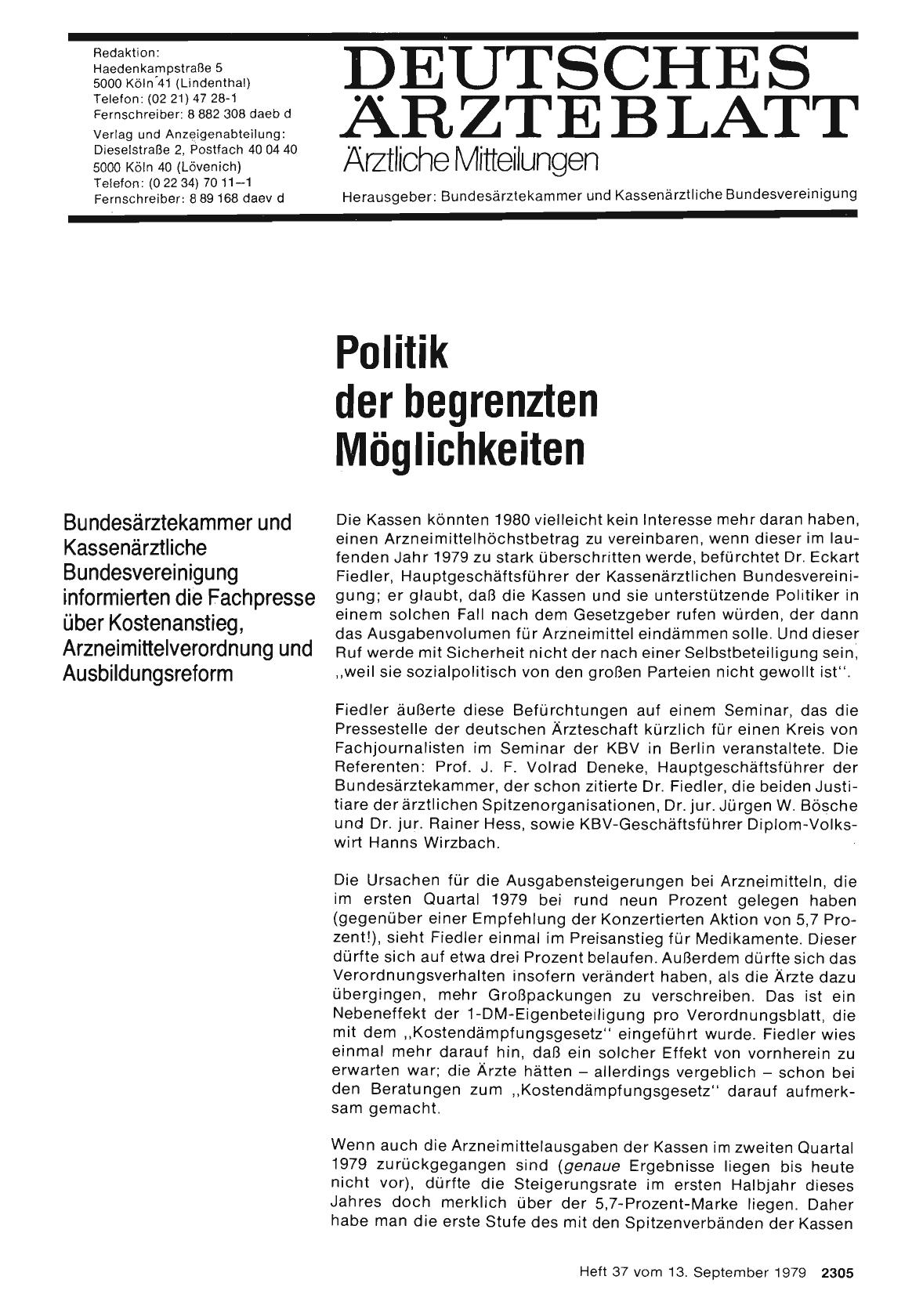 Vorschauseite 1: Politik der begrenzten Möglichkeiten