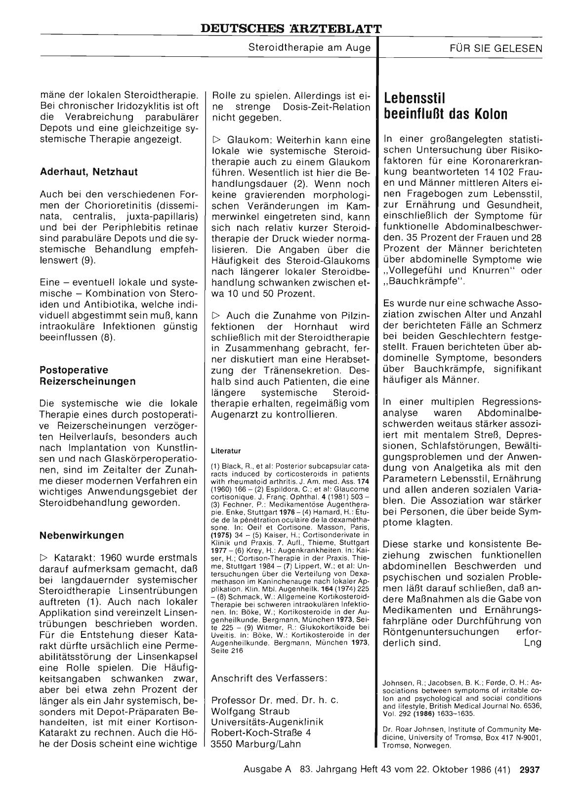 Vorschauseite 1: Lebensstil beeinflußt das Kolon