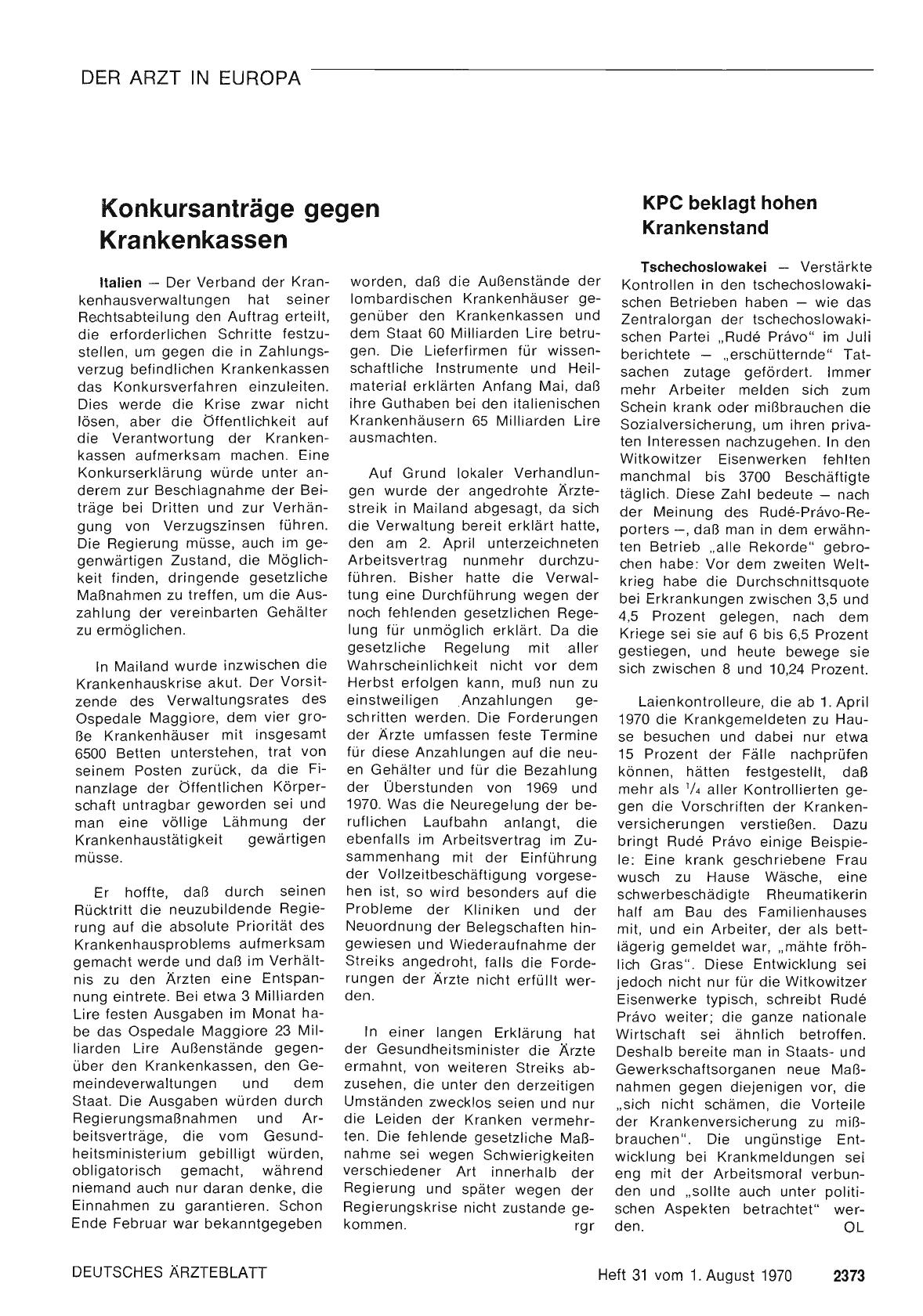 Vorschauseite 1: KPC beklagt hohen Krankenstand