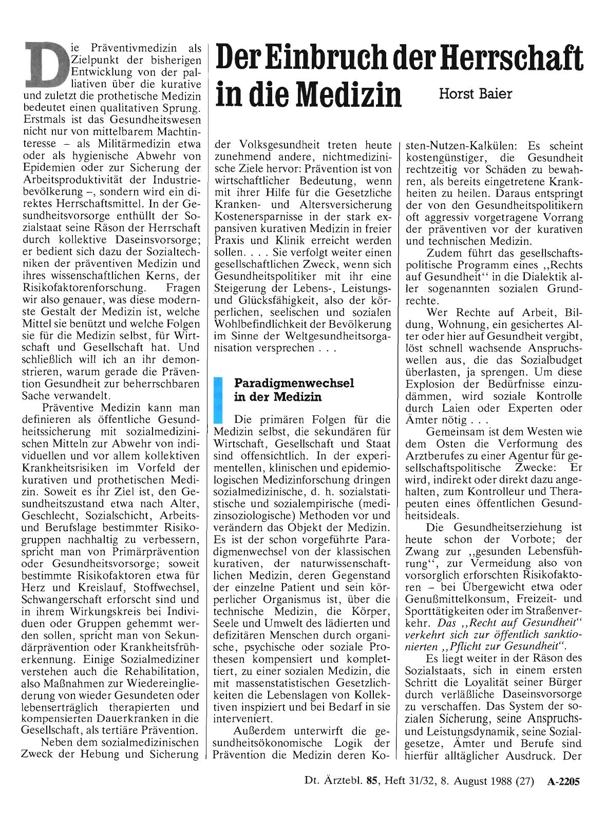 Vorschauseite 1: Der Einbruch der Herrschaft in die Medizin