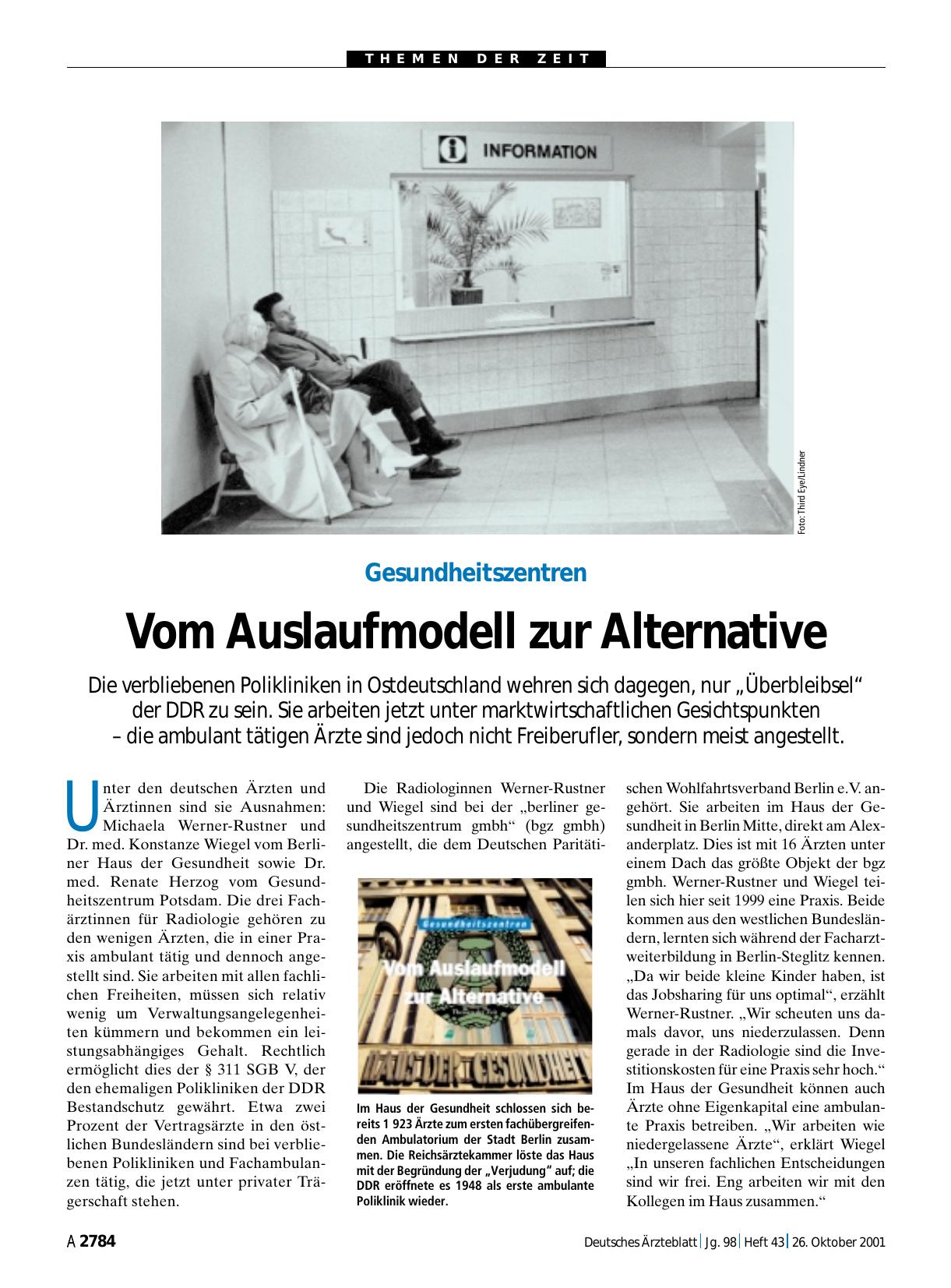 Vorschauseite 1: Gesundheitszentren: Vom Auslaufmodell zur Alternative