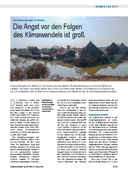 Vorschauseite 1: Überschwemmungen in Pakistan: Die Angst vor den Folgen des Klimawandels ist groß.