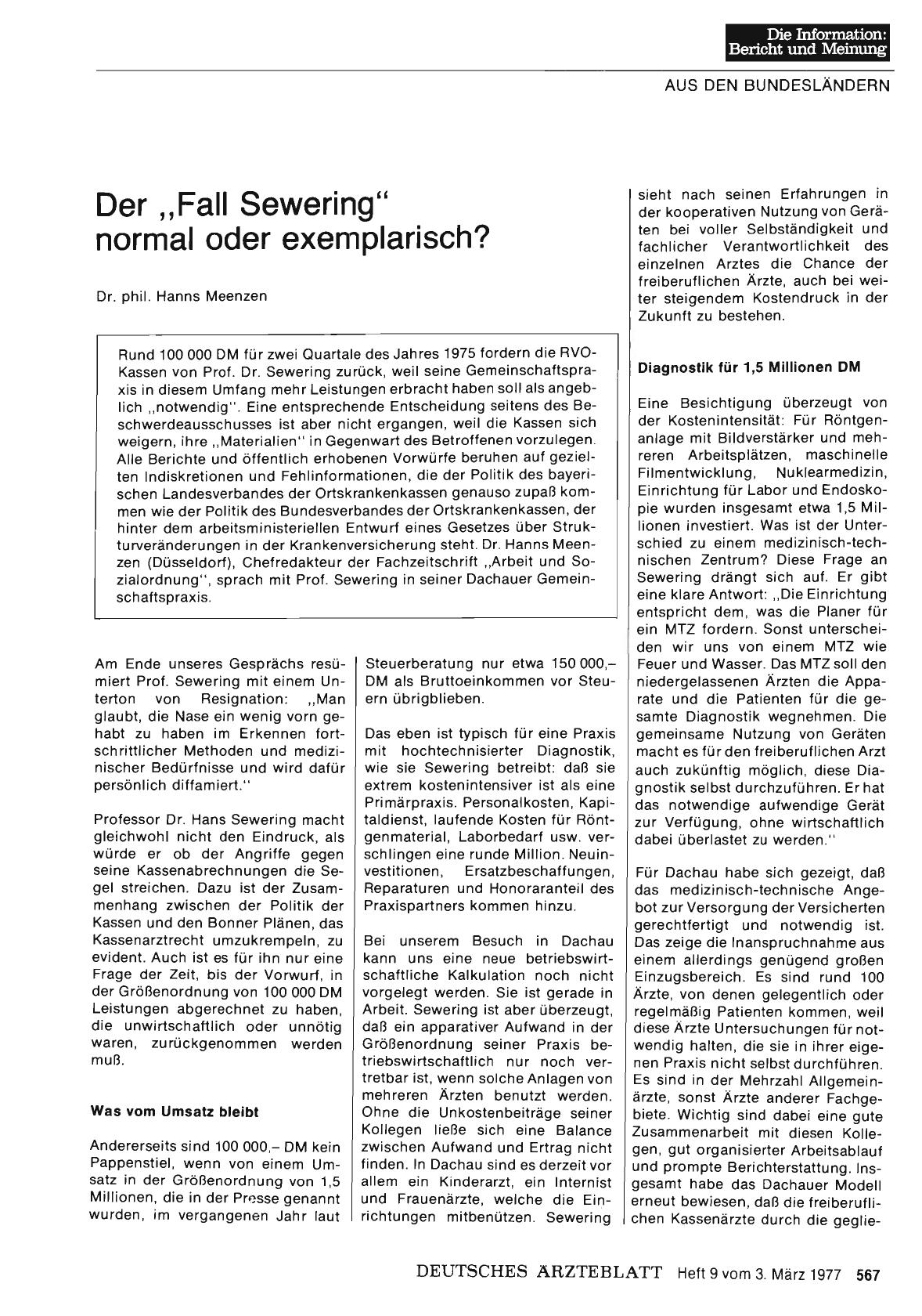 Vorschauseite 1: Der „Fall Sewering“ normal oder exemplarisch?