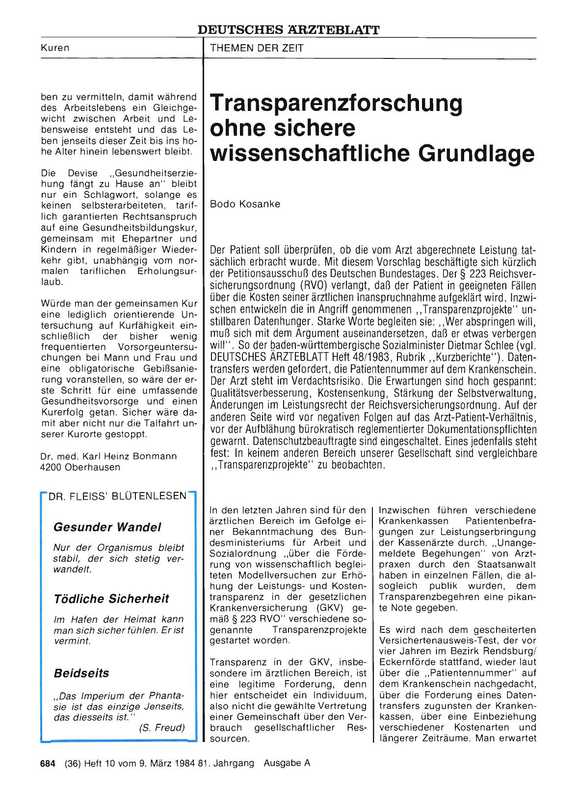 Vorschauseite 1: Transparenzforschung ohne sichere wissenschaftliche Grundlage