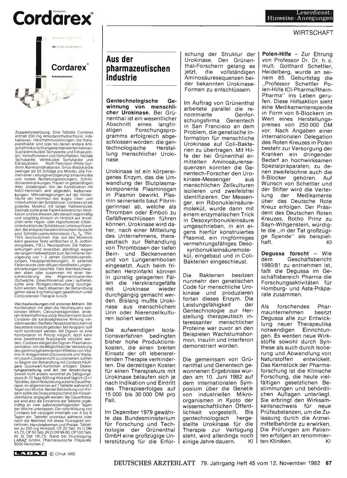 Vorschauseite 1: Aus der pharmazeutischen Industrie