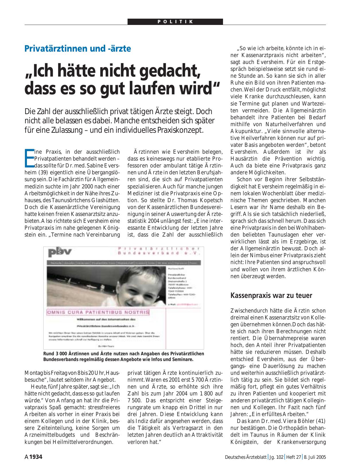 Vorschauseite 1: Privatärztinnen und -ärzte: „Ich hätte nicht gedacht, dass es so gut laufen wird“