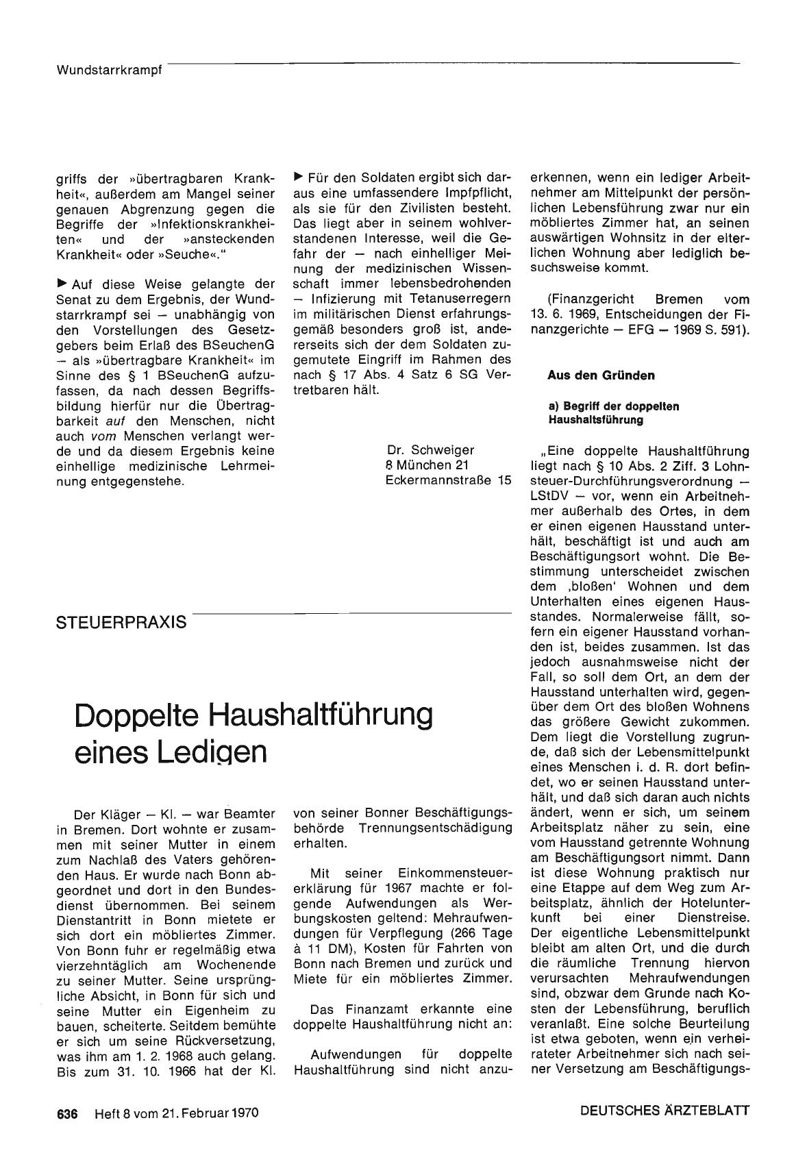 Vorschauseite 1: Doppelte Haushaltführung eines Ledigen