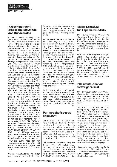 Vorschauseite 1: Kassenarztrecht — erhebliche Einwände des Bundesrates