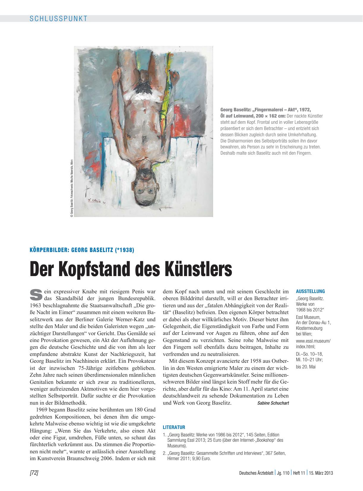 Vorschauseite 1: Körperbilder: Georg Baselitz (*1938) – Der Kopfstand des Künstlers