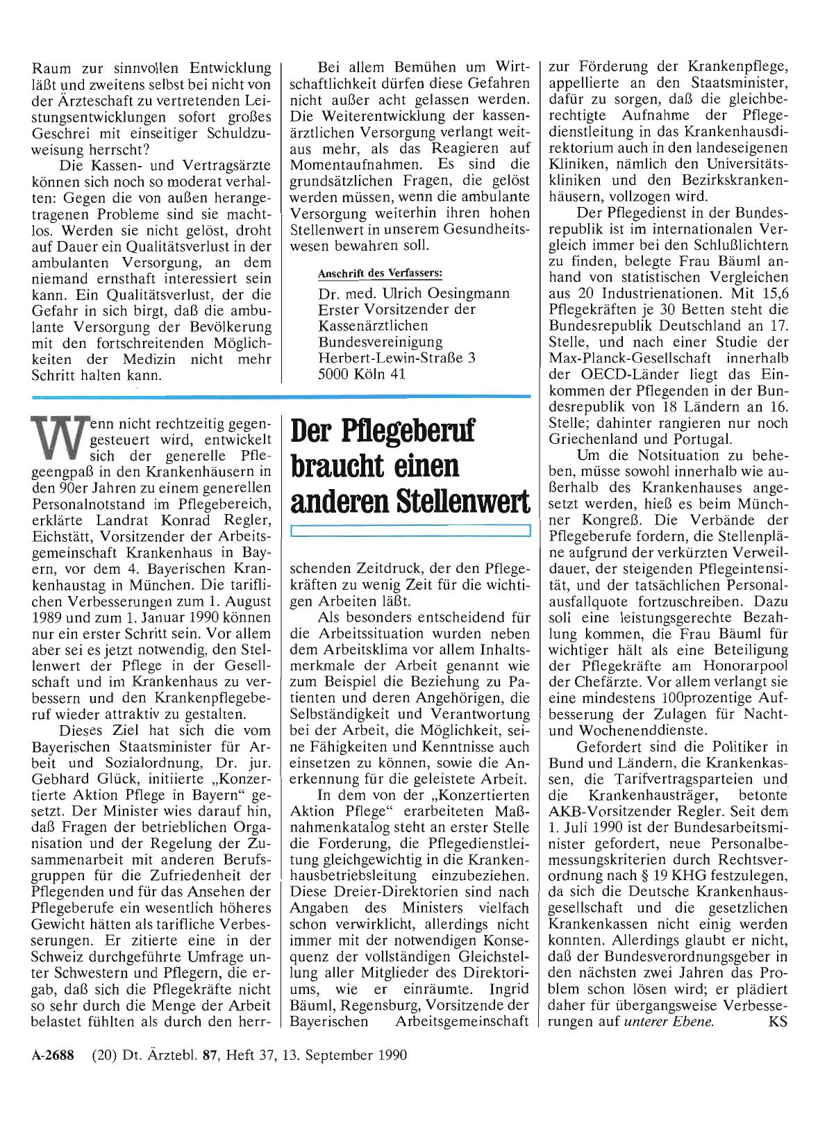 Vorschauseite 1: Der Pflegeberuf braucht einen anderen Stellenwert