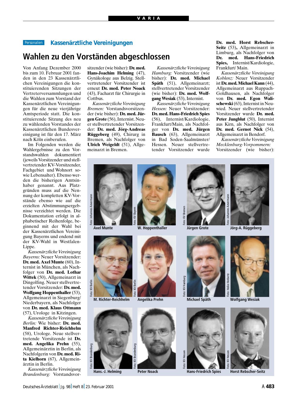 Vorschauseite 1: Kassenärztliche Vereinigungen: Wahlen zu den Vorständen abgeschlossen