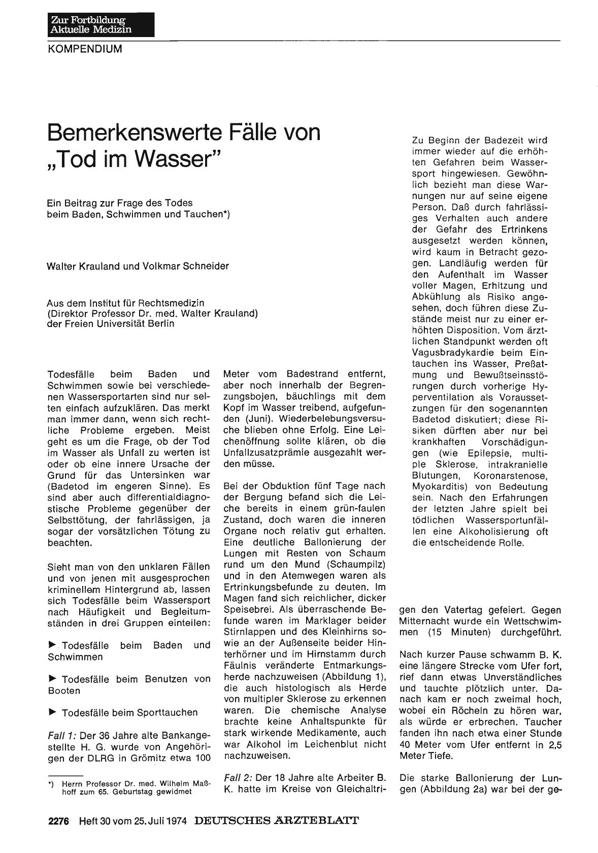 Vorschauseite 1: Bemerkenswerte Fälle von „Tod im Wasser“
