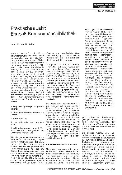 Vorschauseite 1: Praktisches Jahr: Engpaß Krankenhausbibliothek