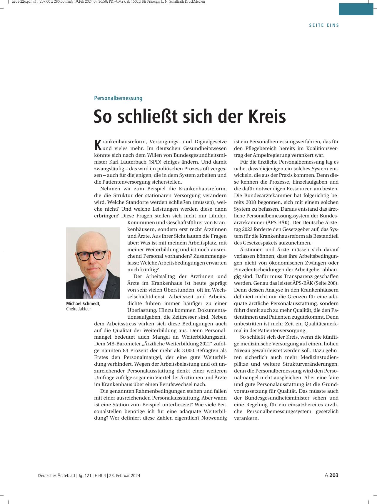 Vorschauseite 1: Personalbemessung: So schließt sich der Kreis