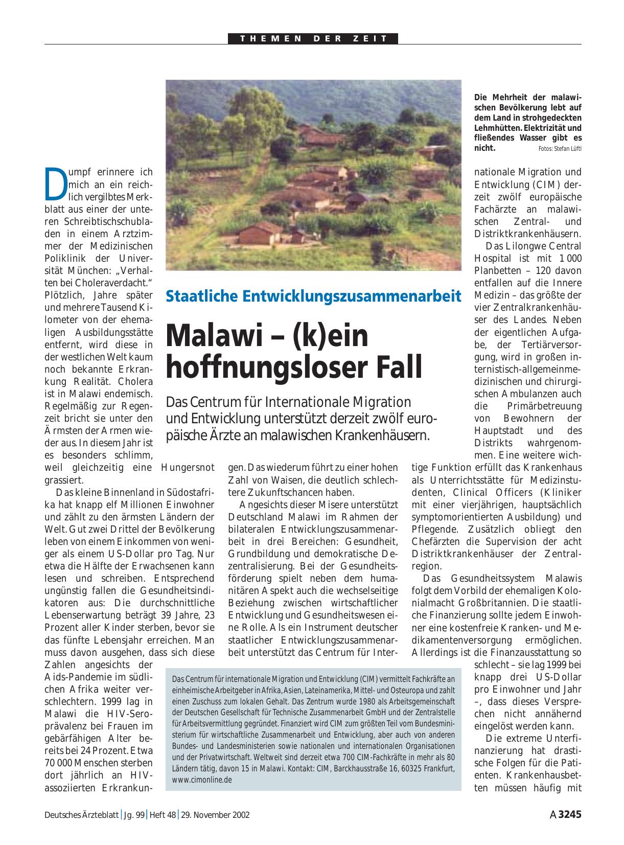 Vorschauseite 1: Staatliche Entwicklungszusammenarbeit: Malawi – (k)ein hoffnungsloser Fall