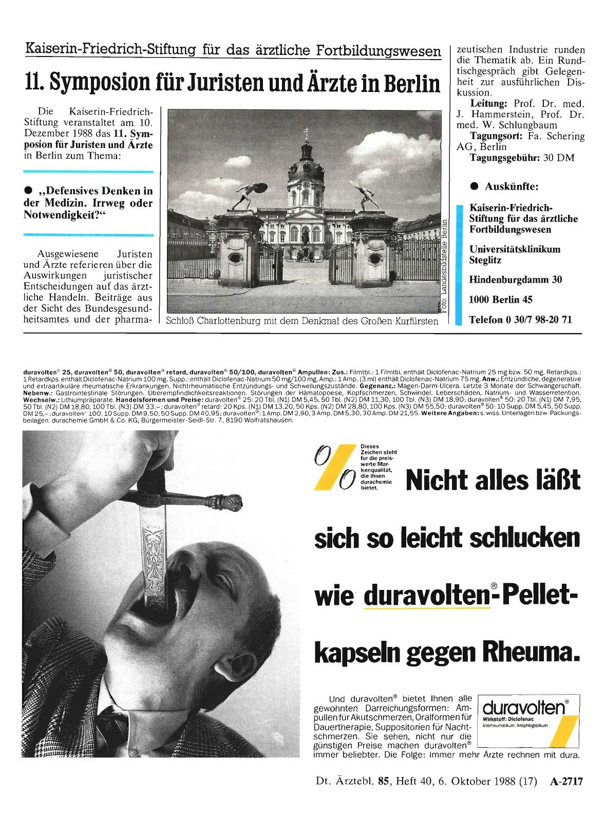 Vorschauseite 1: Kaiserin-Friedrich-Stiftung für das ärztliche Fortbildungswesen: 11. Symposion für Juristen und Ärzte in Berlin