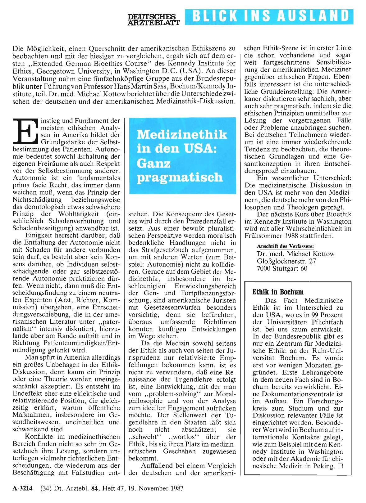 Vorschauseite 1: Medizinethik in den USA: Ganz pragmatisch