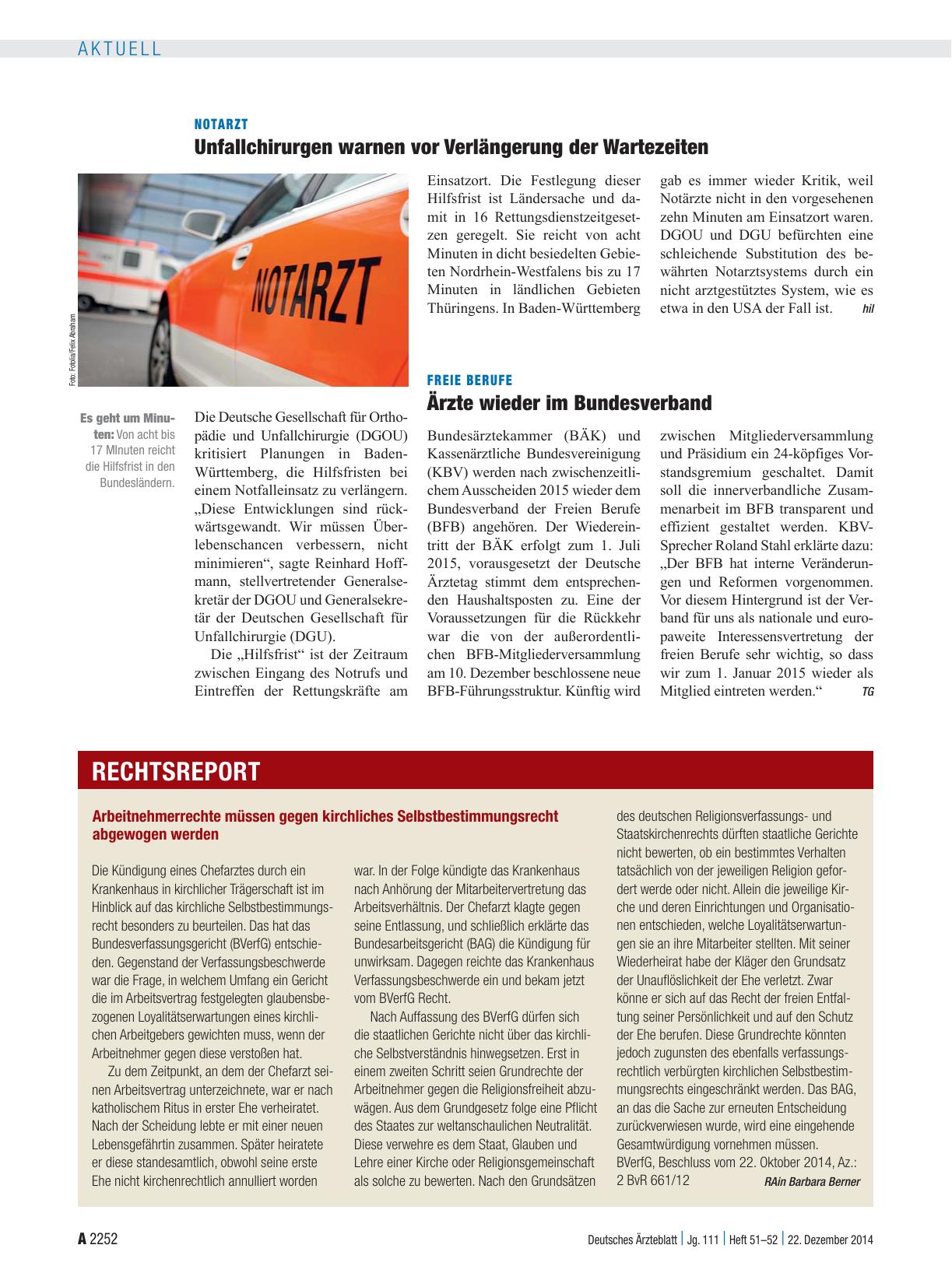 Vorschauseite 1: Notarzt: Unfallchirurgen warnen vor Verlängerung der Wartezeiten