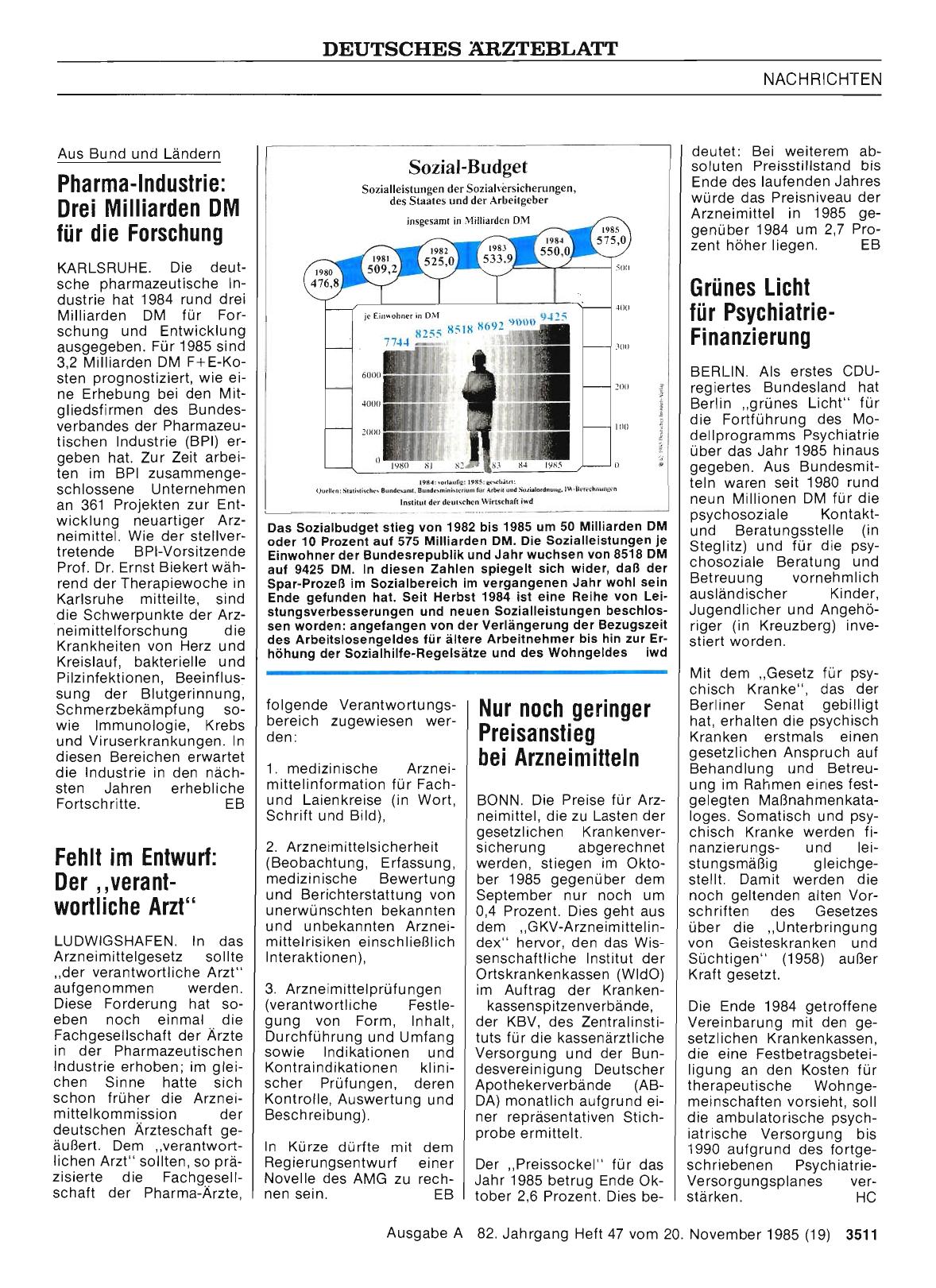 Vorschauseite 1: Pharma-Industrie: Drei Milliarden DM für die Forschung