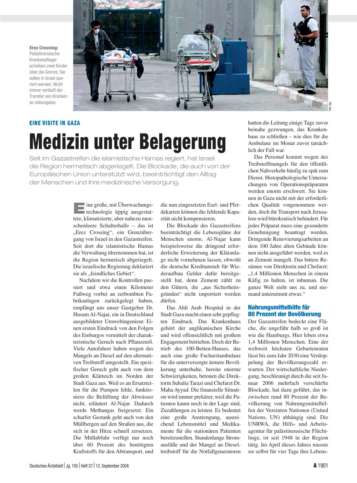Vorschauseite 1: Eine Visite in Gaza: Medizin unter Belagerung