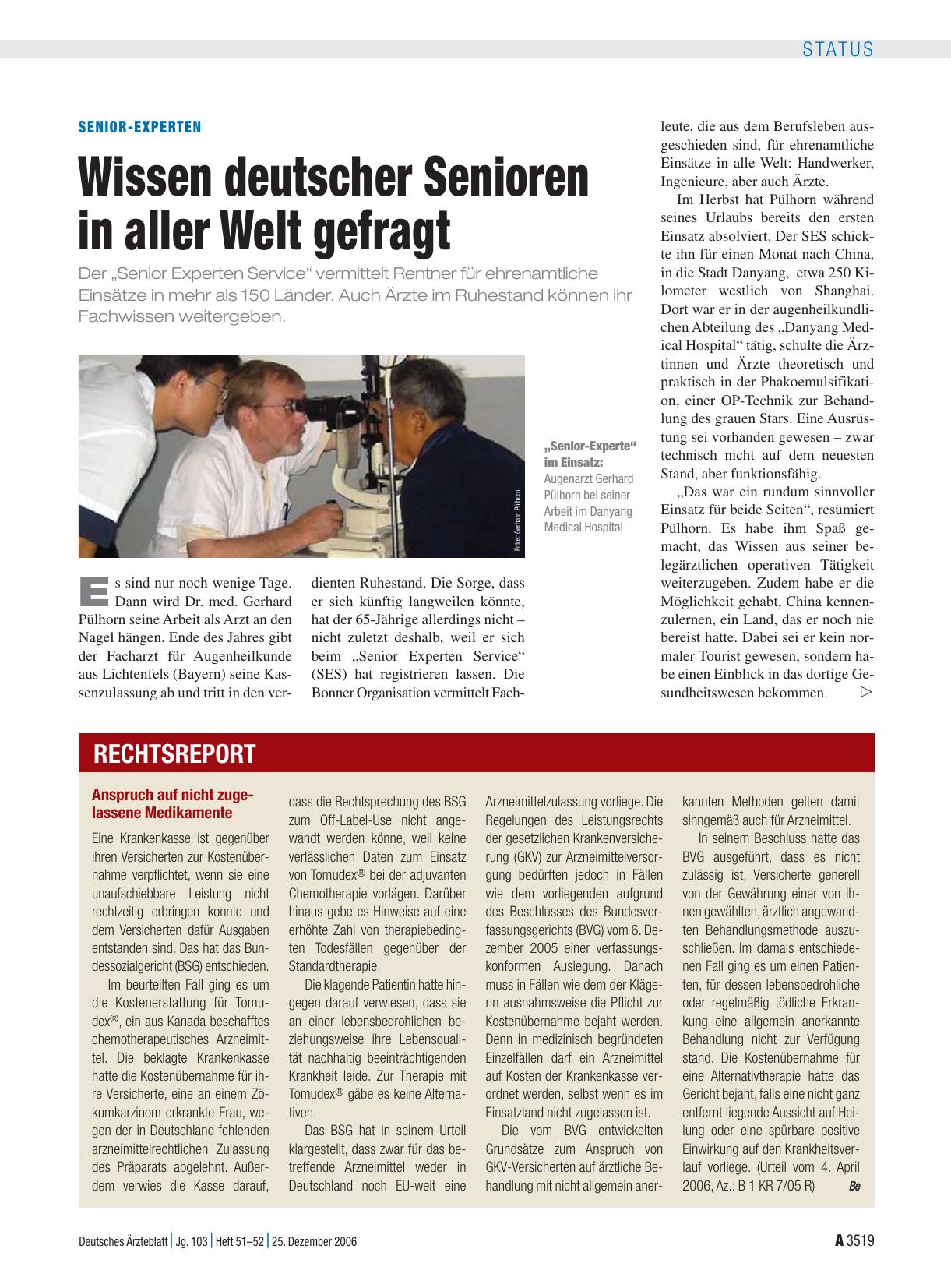 Vorschauseite 1: Senior-Experten: Wissen deutscher Senioren in aller Welt gefragt